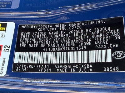 2026 Toyota Camry SE AWD