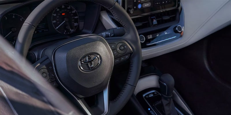 Interior view of steering wheel