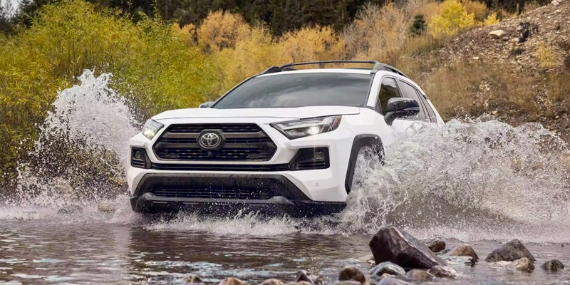 View of Rav4 driving through water