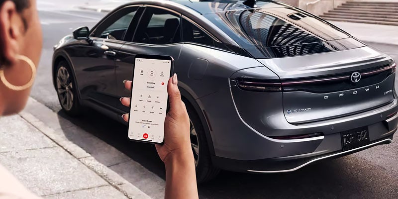 Rear view of a silver 2024 Toyota Crown