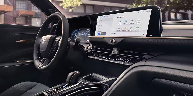 Interior view of the driver's console of a 2024 Toyota Crown