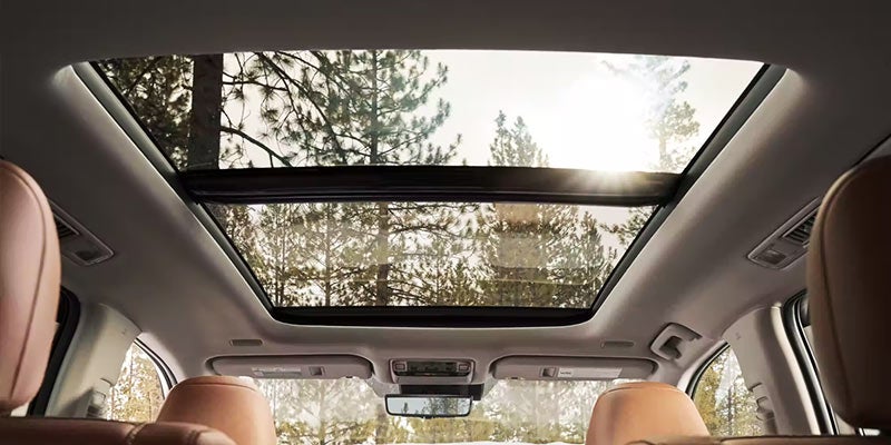 Interior view of the sunroof on a 2024 Toyota Grand Highlander