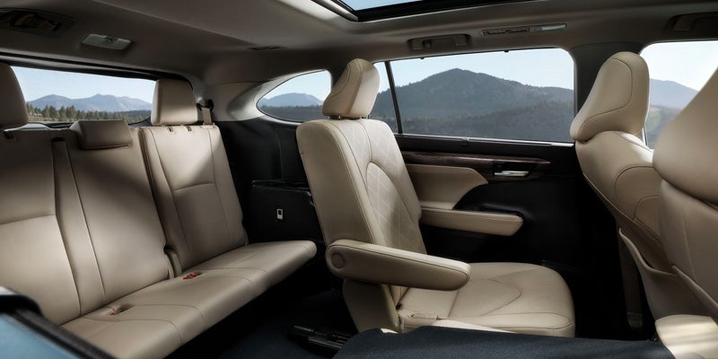 Interior view of the seating in a 2024 Toyota Highlander